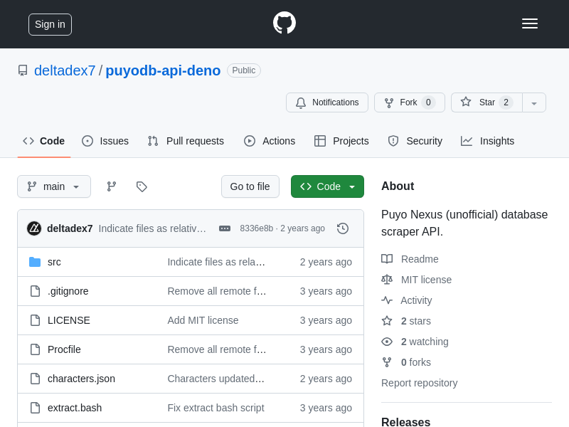Screenshot of PuyoDB API Deno website