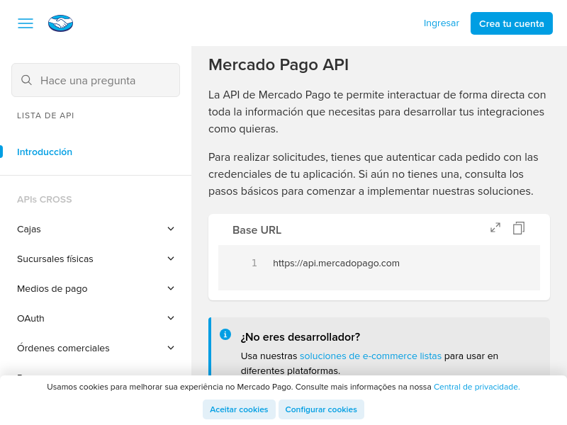 Screenshot of MercadoPago website
