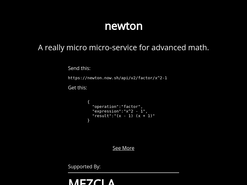 Screenshot of Newton website