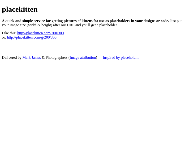 Screenshot of placekitten.com website