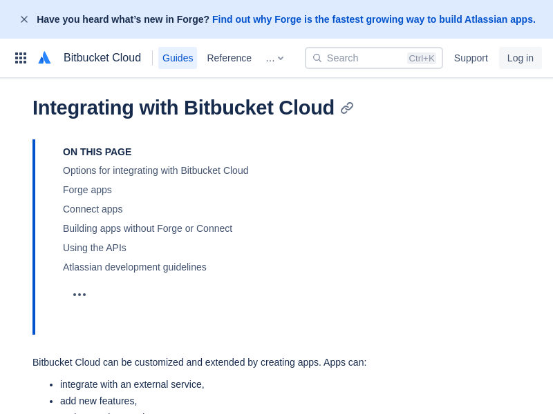 Screenshot of Bitbucket API v2 website