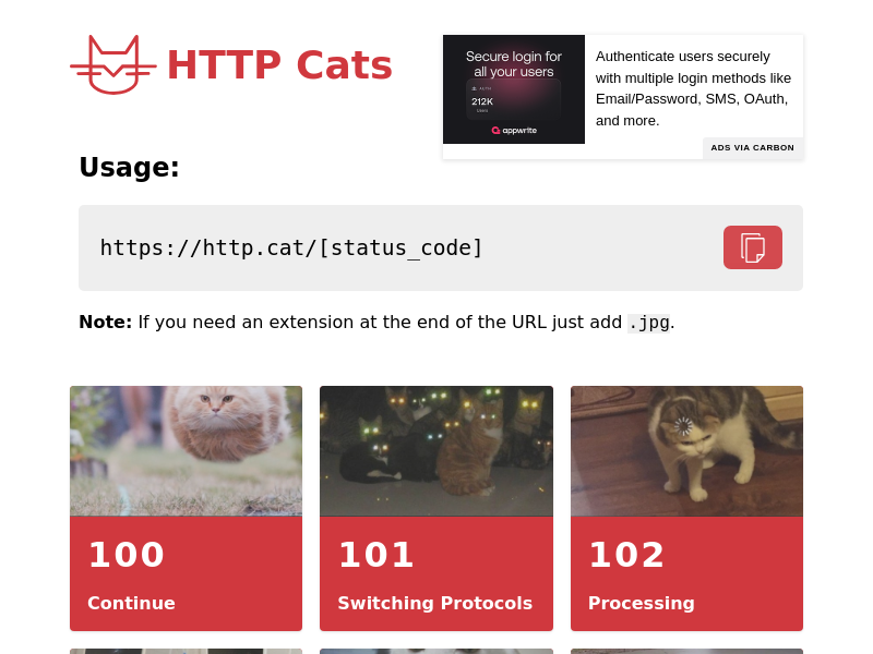 Screenshot of http.cat website