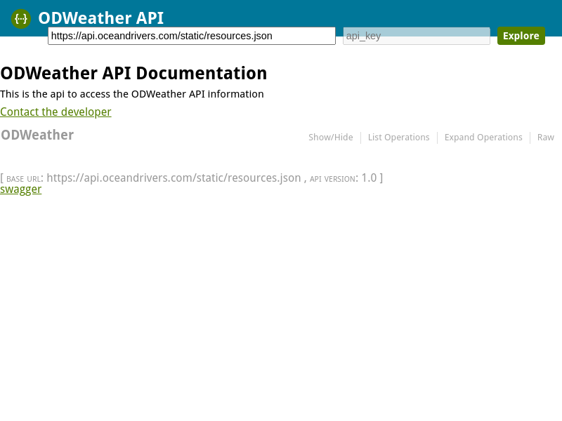 Screenshot of OceanDrivers API website