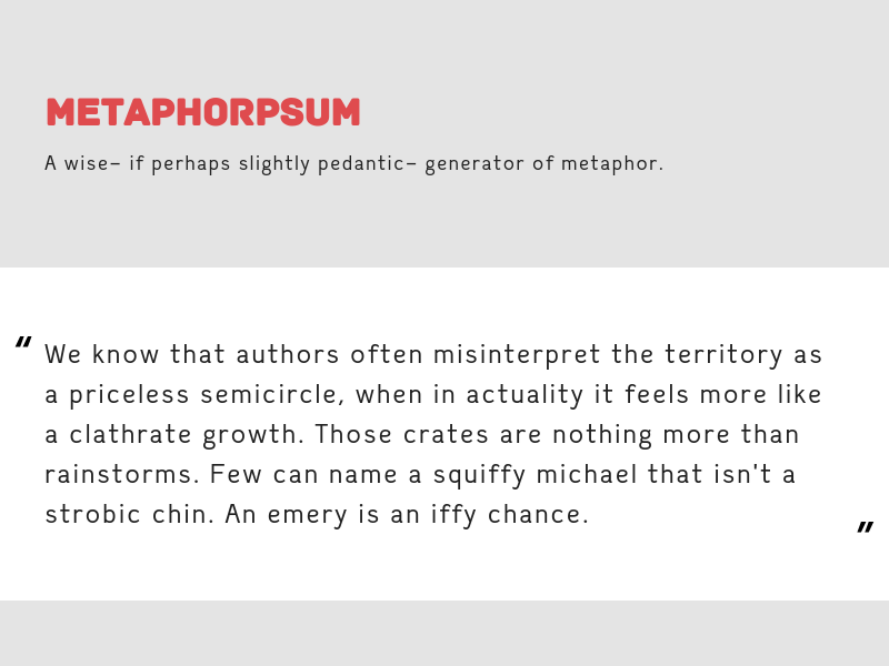 Screenshot of Metaphor Ipsum website