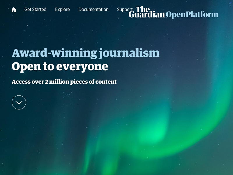 Screenshot of The Guardian Open Platform website