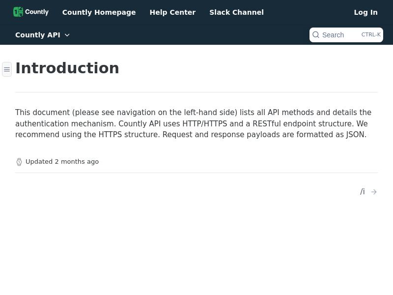 Screenshot of Countly API website