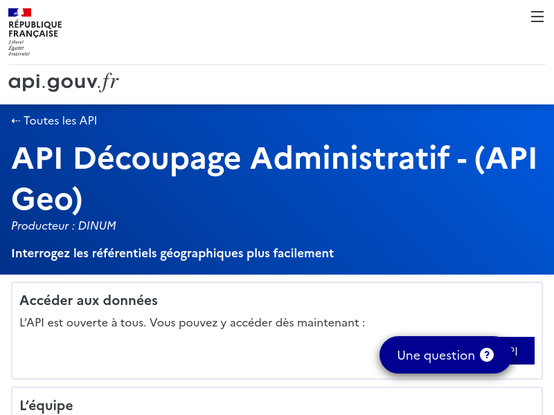 Screenshot of GeoAPI website