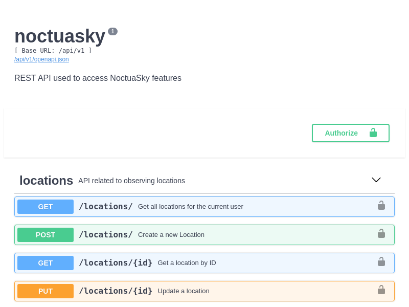 Screenshot of NoctuaSky API (NAPI) website