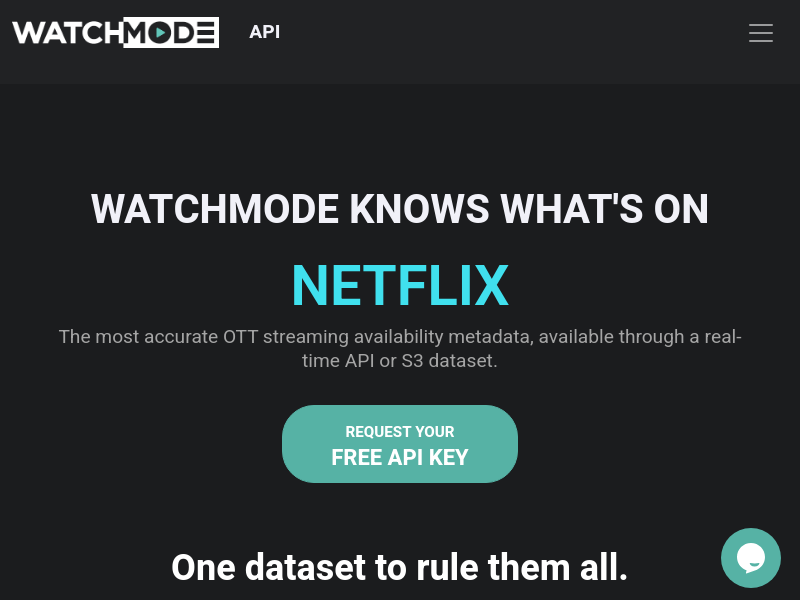 Screenshot of Watchmode API website