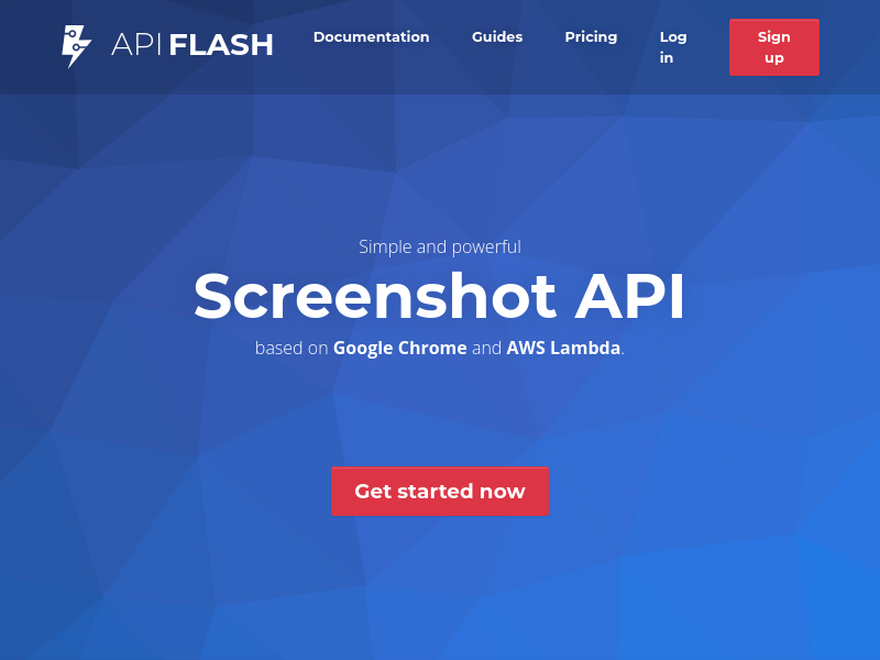 Screenshot of API Flash website