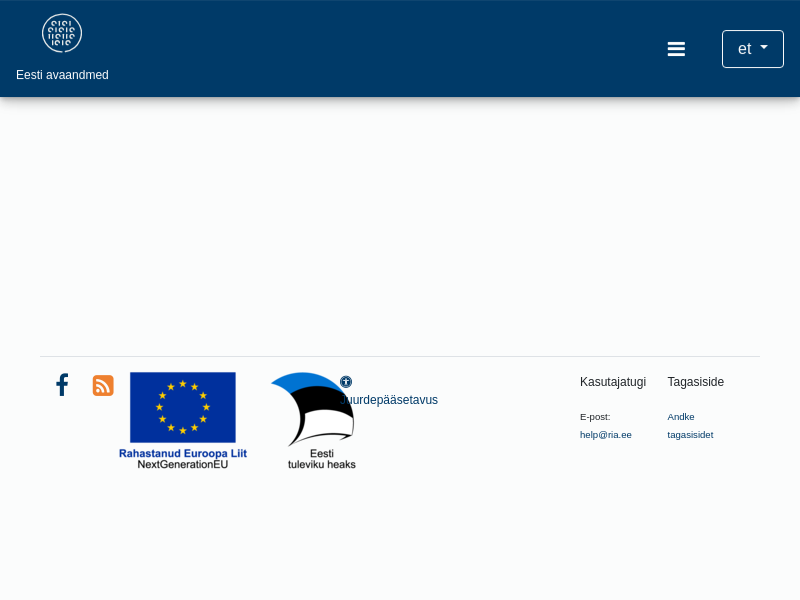 Screenshot of Ava andmed e-esti API website