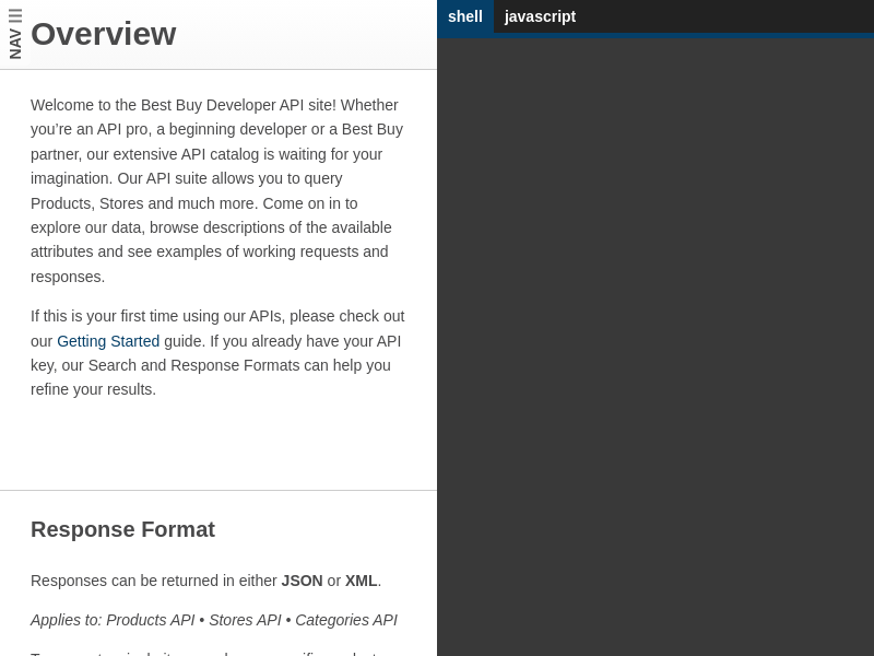 Screenshot of Best Buy APIs website