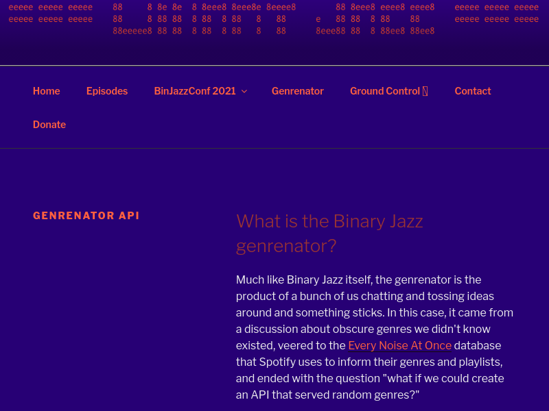 Screenshot of Genrenator API website