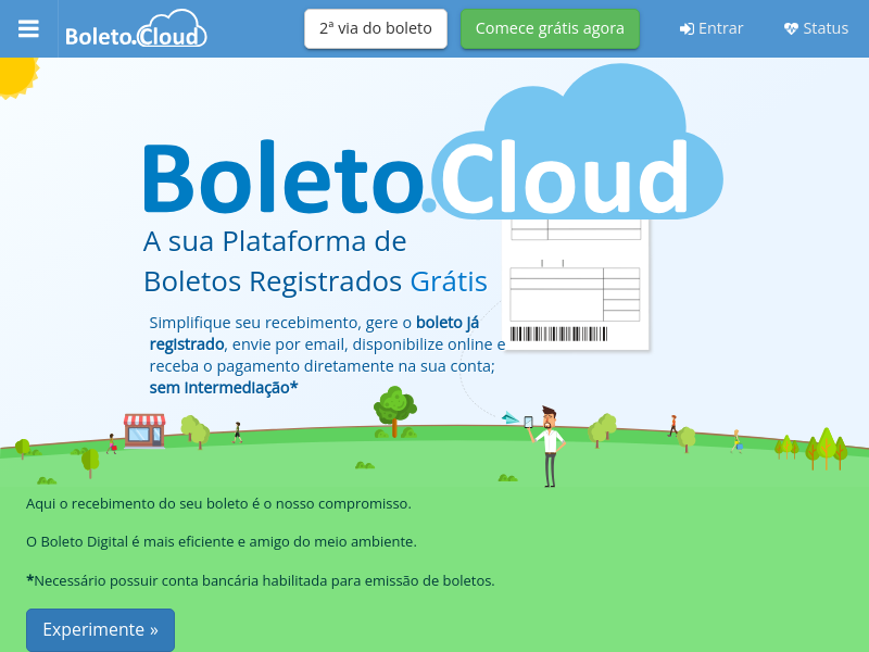 Screenshot of Boleto Cloud website
