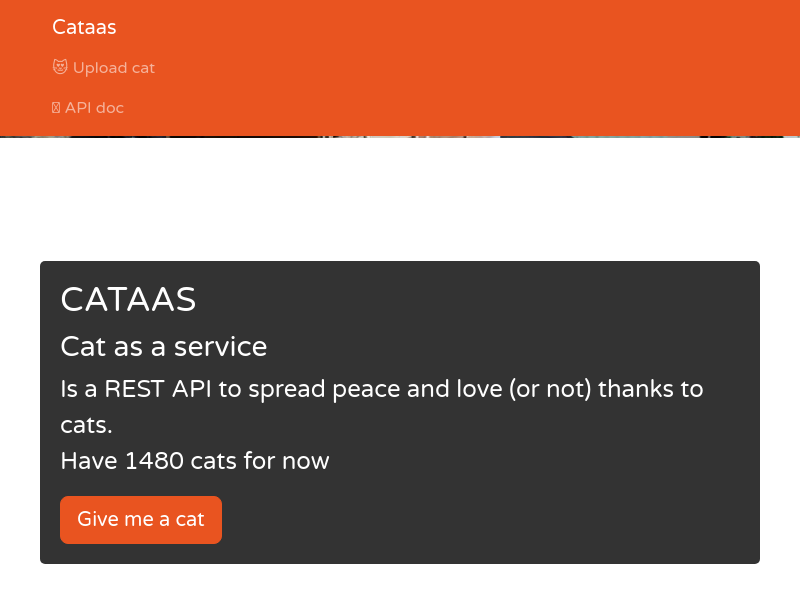 Screenshot of Cataas website