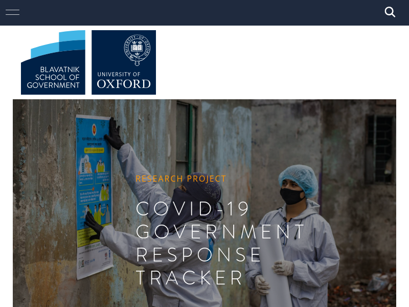 Screenshot of Oxford COVID-19 Government Response Tracker API website