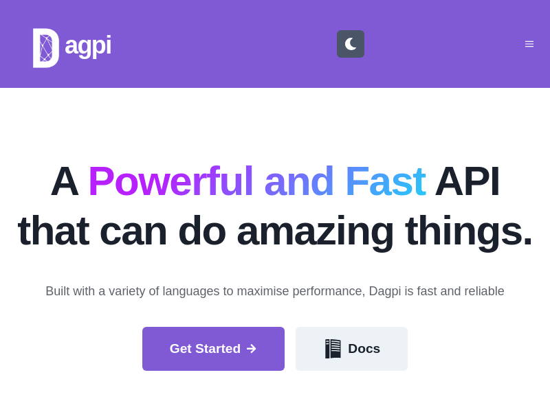 Screenshot of DAGPI API website