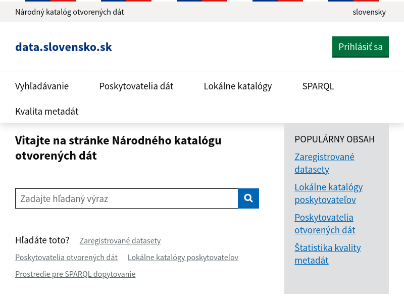 Screenshot of SLOVAK DATA GOVERNMENT API (Slovak Gov API) website