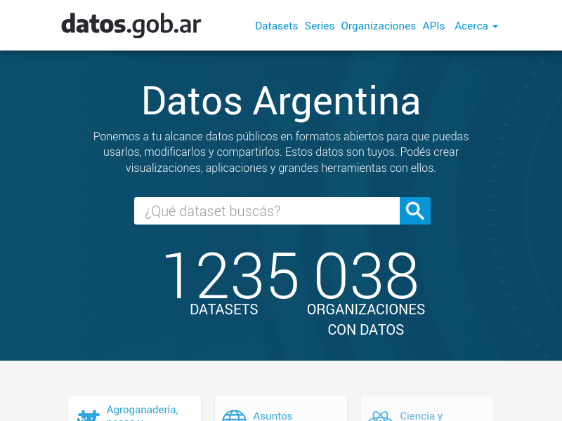 Screenshot of datos.gob.ar website