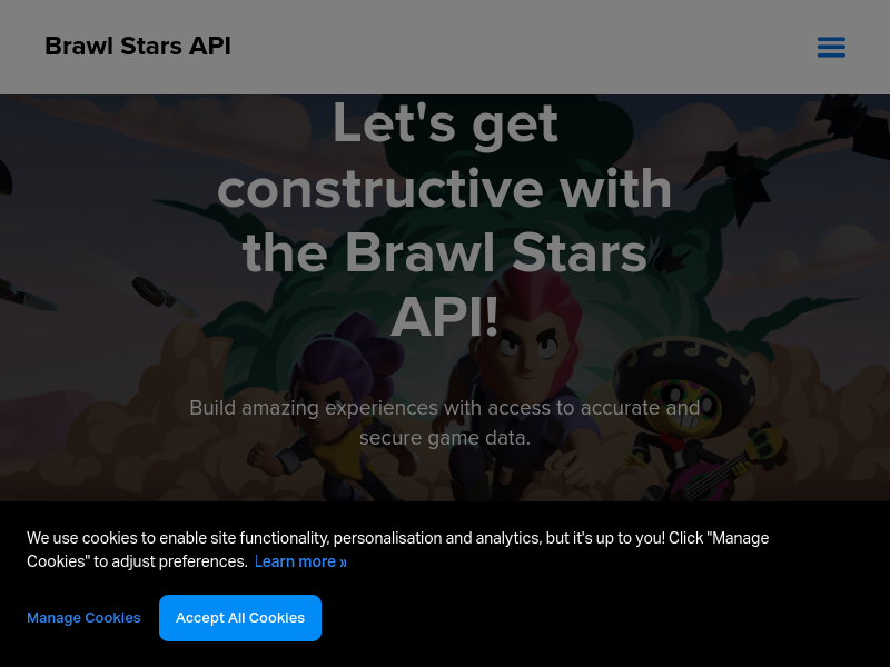 Screenshot of Brawl Stars API website