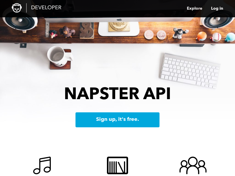 Screenshot of Napster API v2.2 website