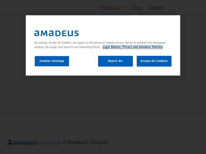 Screenshot of Amadeus for Developers website