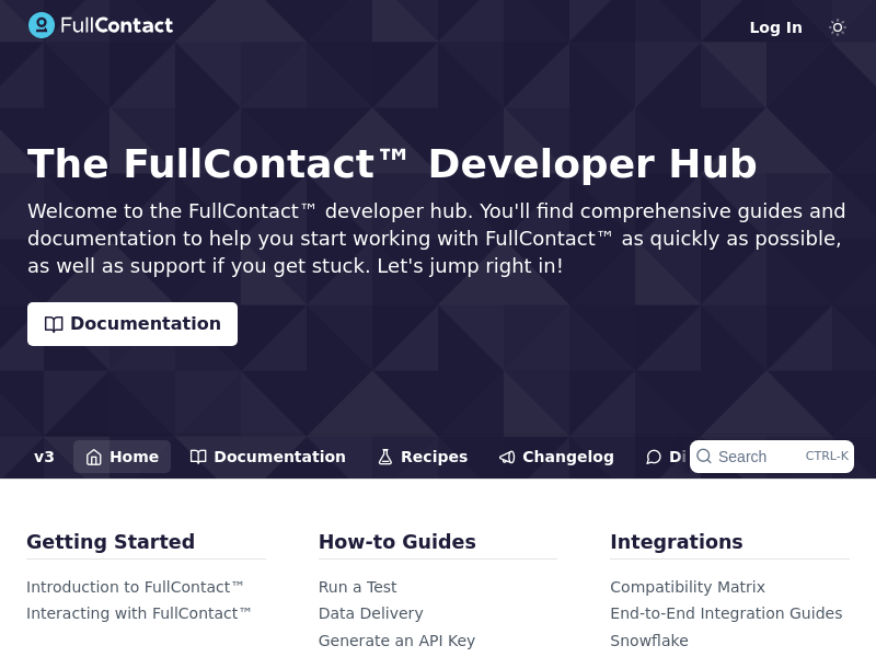 Screenshot of FullContact API website
