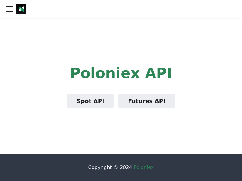 Screenshot of Poloniex API website