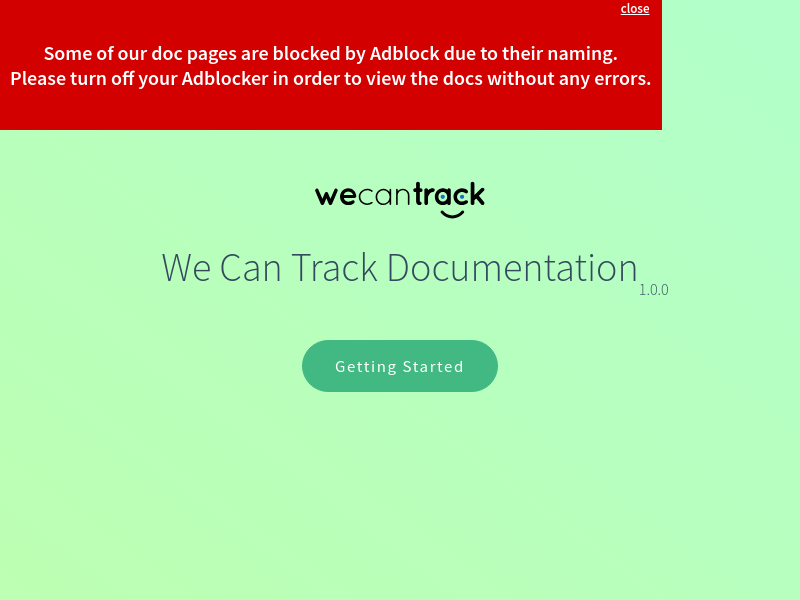 Screenshot of WeCanTrack API website