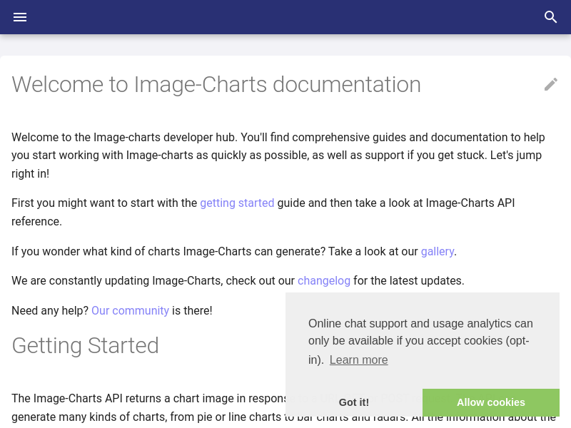 Screenshot of Image-Charts API website
