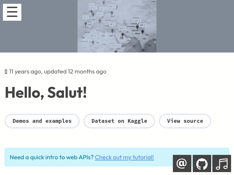 Screenshot of Hellosalut API website