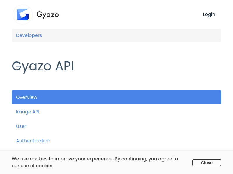 Screenshot of Gyazo API website