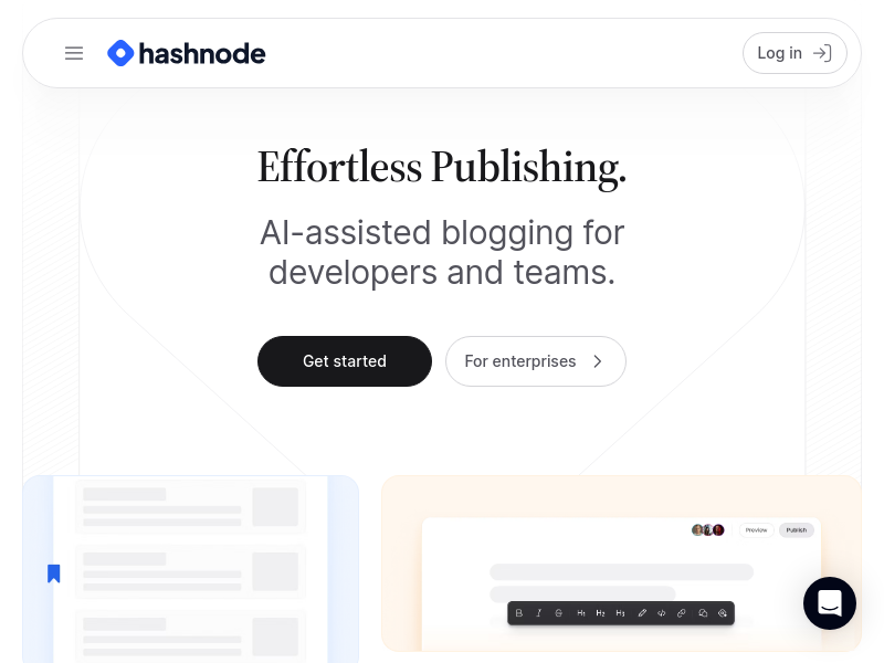 Screenshot of Hashnode API website