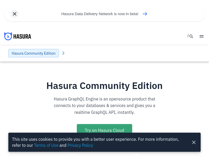 Screenshot of Hasura GraphQL Engine website