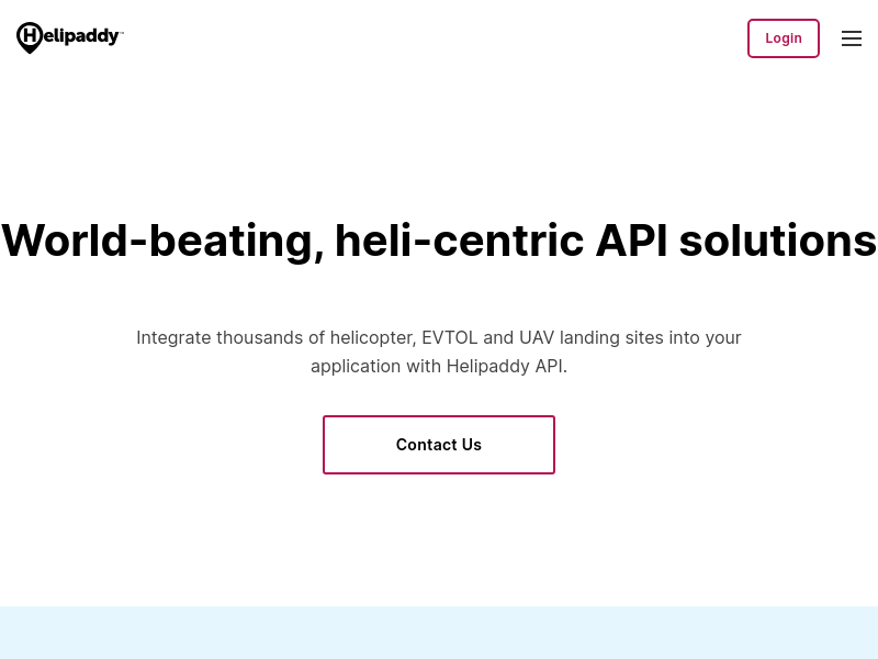 Screenshot of Helipaddy API website