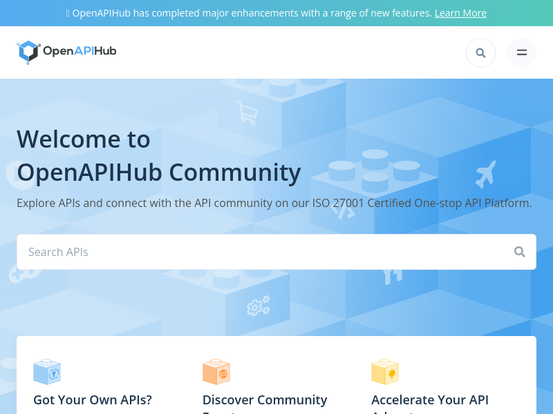 Screenshot of OpenAPI Hub website