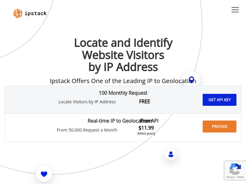 Screenshot of IPStack API website