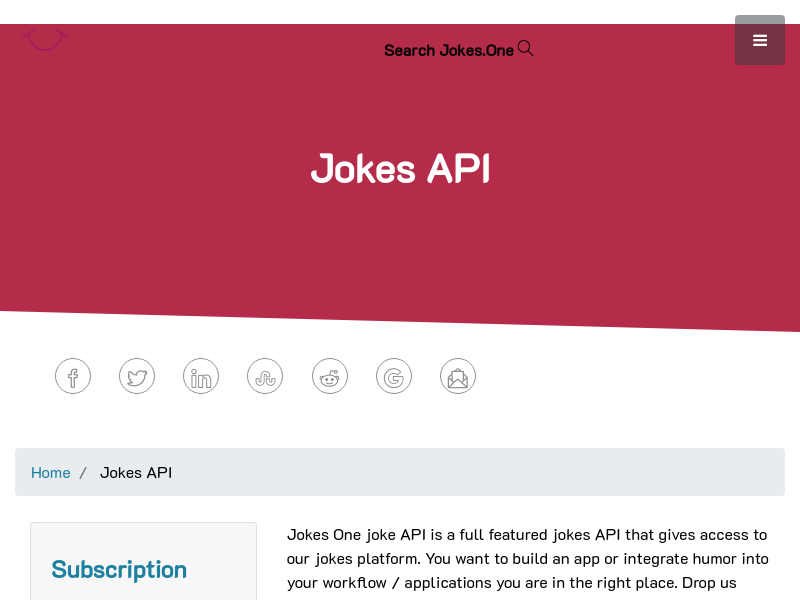 Screenshot of JokesOne API website
