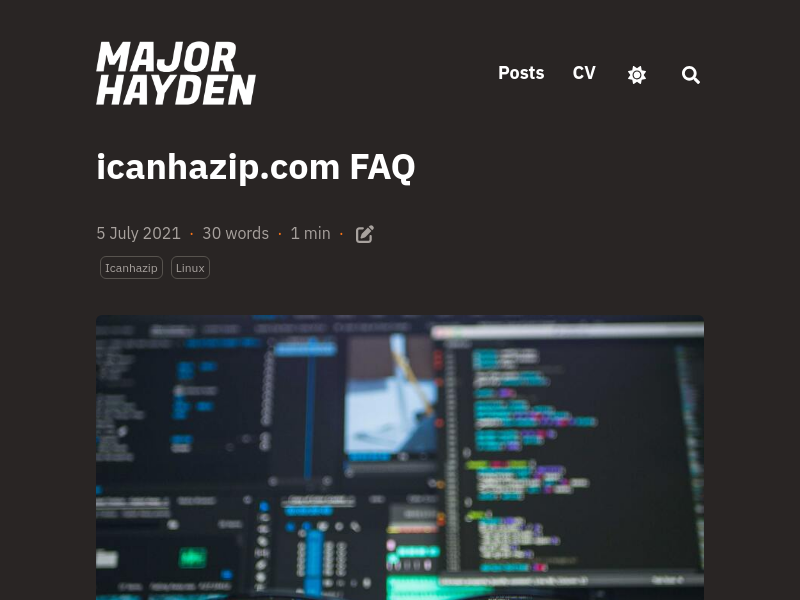 Screenshot of icanhazip.com website
