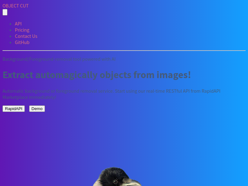 Screenshot of Objectcut website
