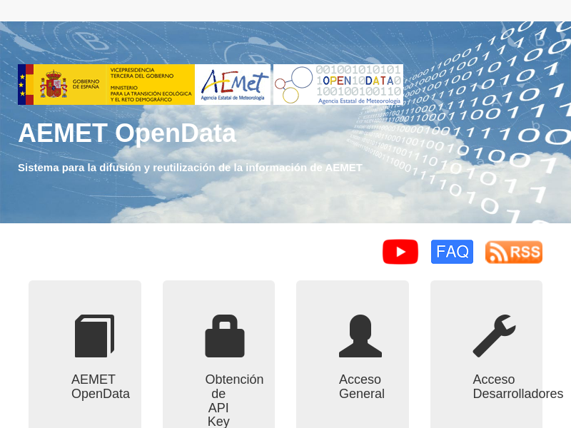 Screenshot of AEMET Open Data API website