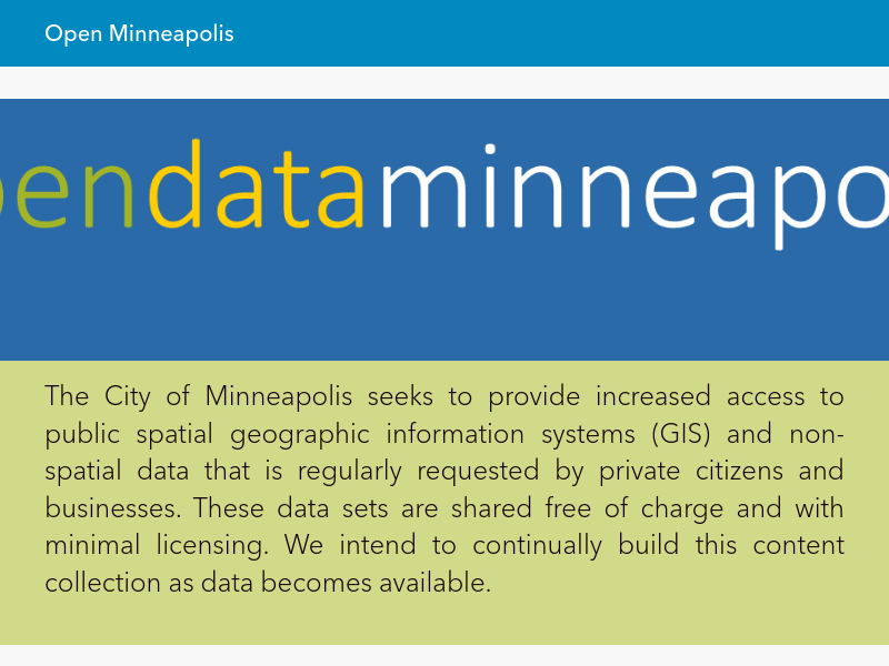 Screenshot of Open Data Minneapolis website