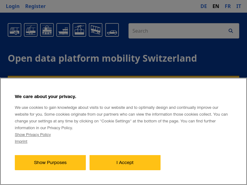 Screenshot of Open Transport Data API website