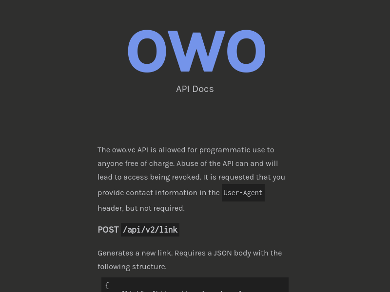 Screenshot of owo.vc website