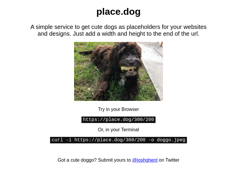 Screenshot of Place.Dog website