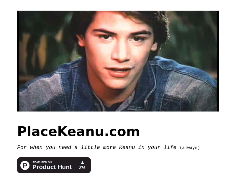 Screenshot of PlaceKeanu website