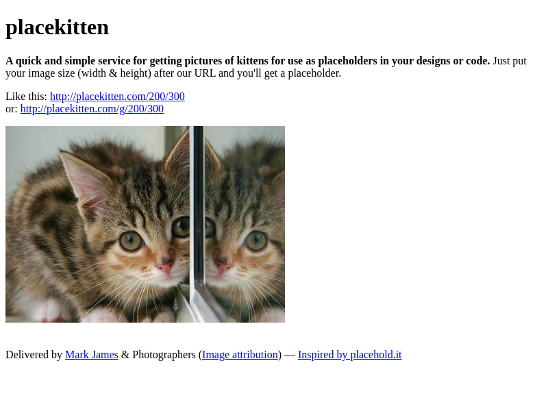 Screenshot of placekitten.com website