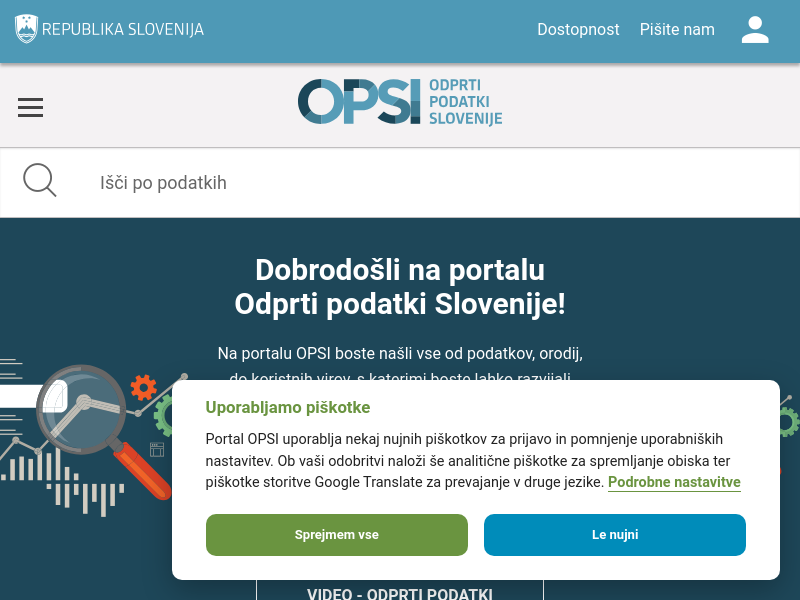 Screenshot of e-Government portal of the Republic of Slovenia website