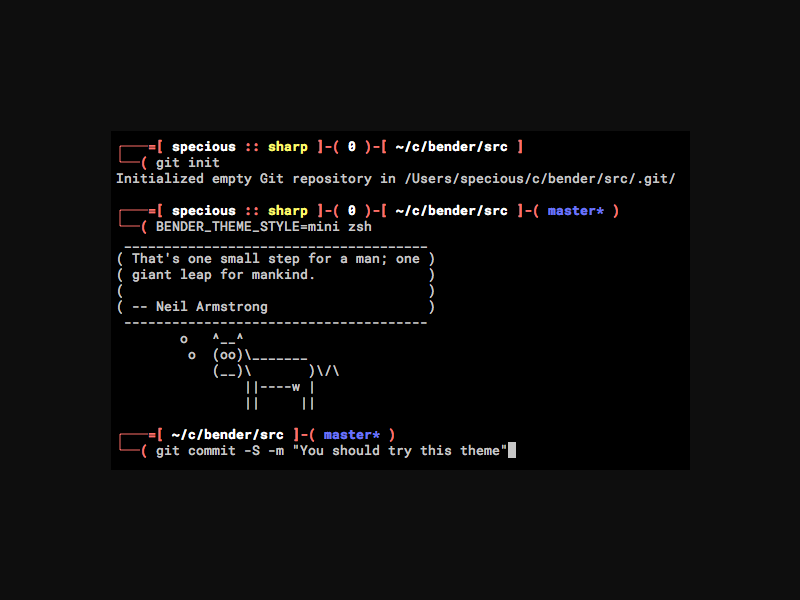 Screenshot of specious/bender website