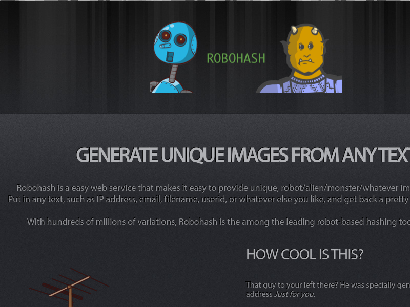 Screenshot of RoboHash website